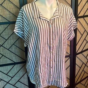 NEW NATURALS D & CO 1 X BUTTON SHIRT GREY & WHITE